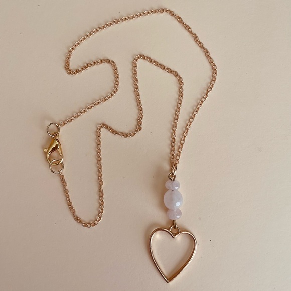 💖 Heart Open to Love Necklace 💖 Rose Quartz Open Heart Pendant Necklace - Picture 4 of 5